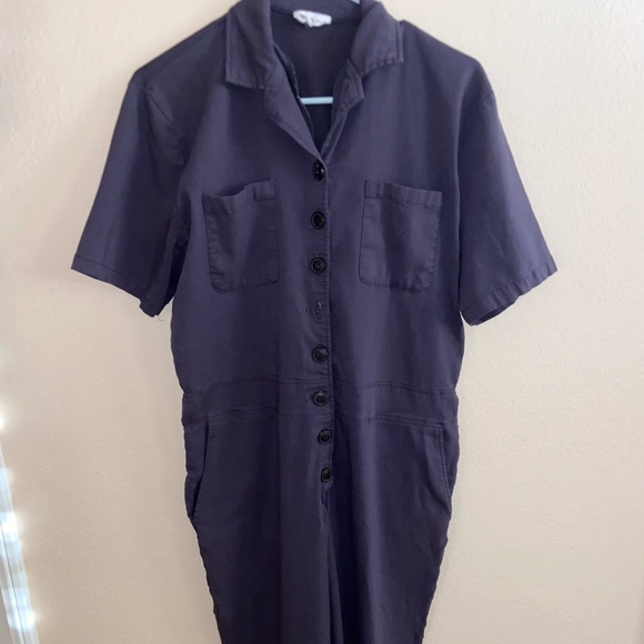 Grey jump suit button front y2k fashion street wear grunge one piece retro top - Picture 2 of 10